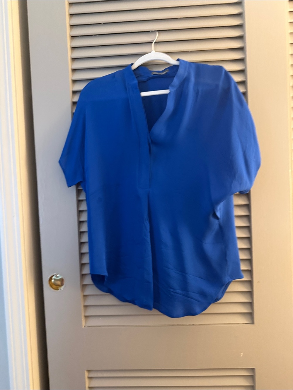 Vince Cobalt Blue Split-Neck Tunic Top